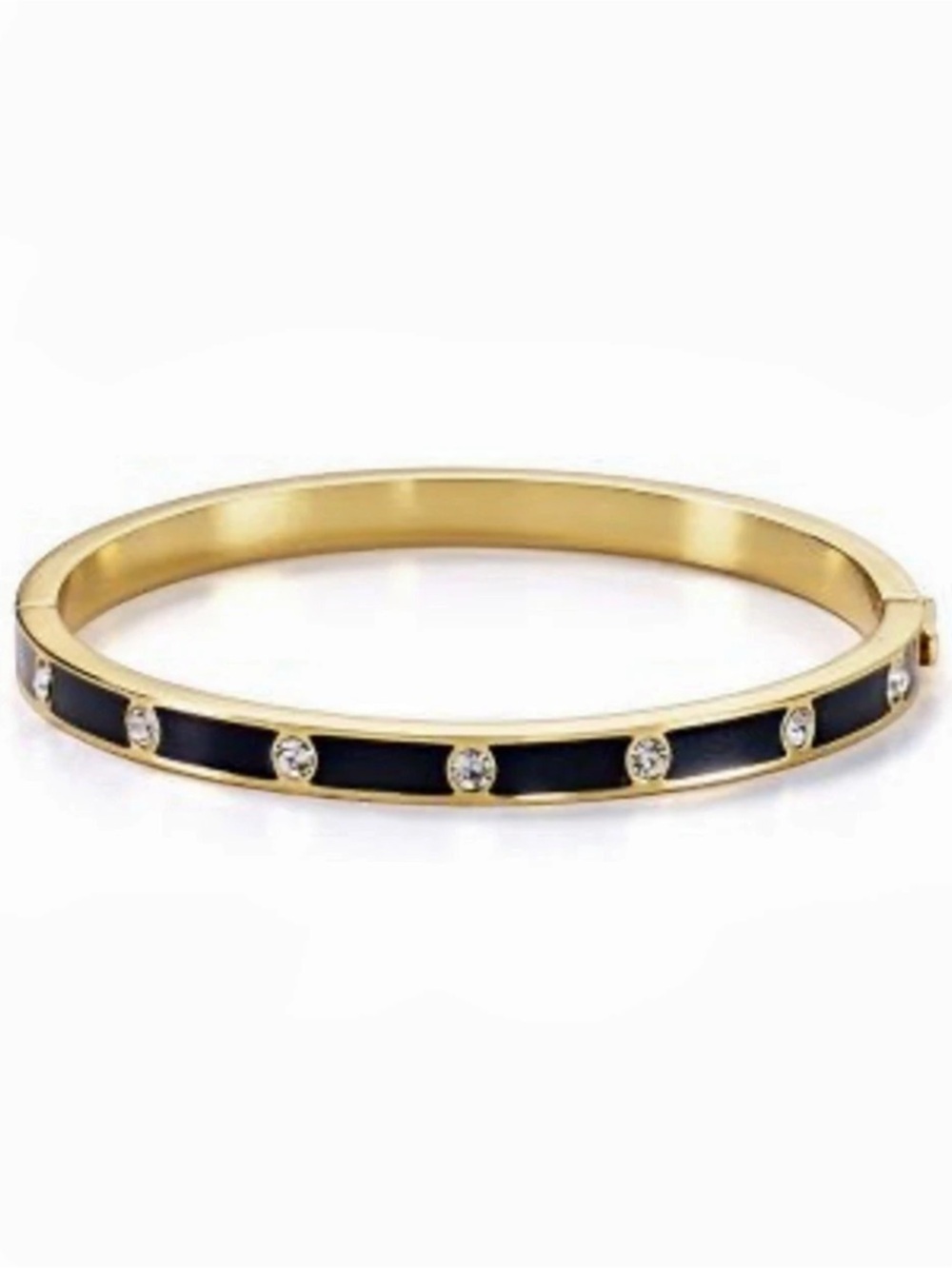 Kate Spade Black Enamel Crystal Hinged Bangle